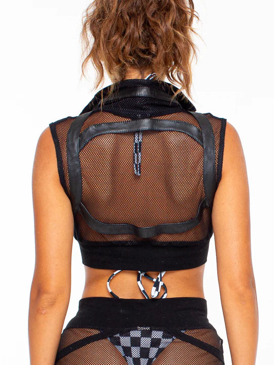 Mesh Vest with Leather