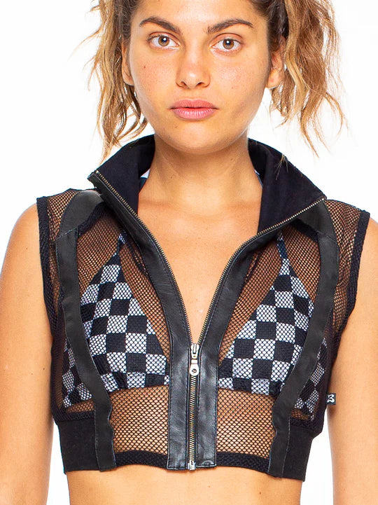 Mesh Vest with Leather