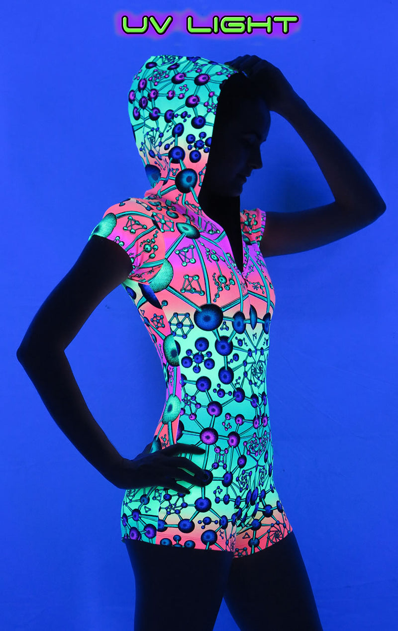 Hooded Playsuit : Atomic Rainbow
