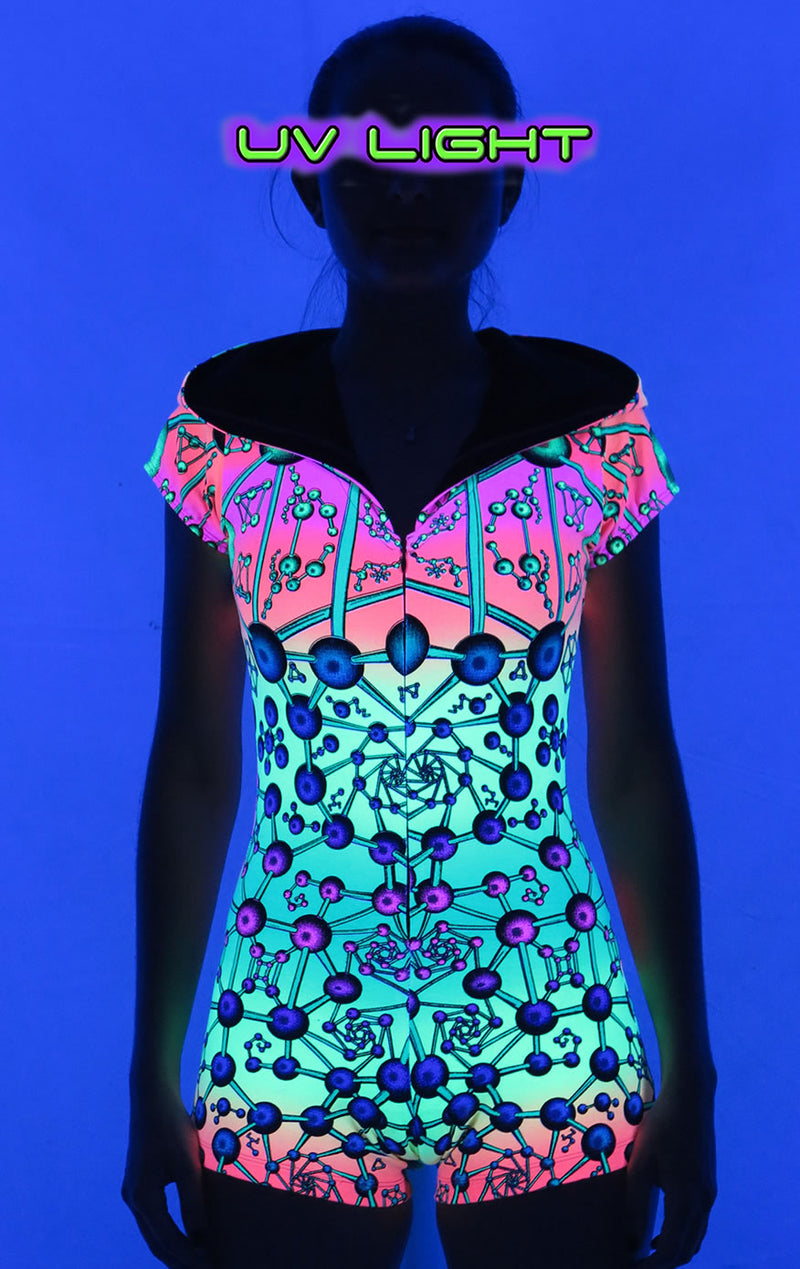 Hooded Playsuit : Atomic Rainbow