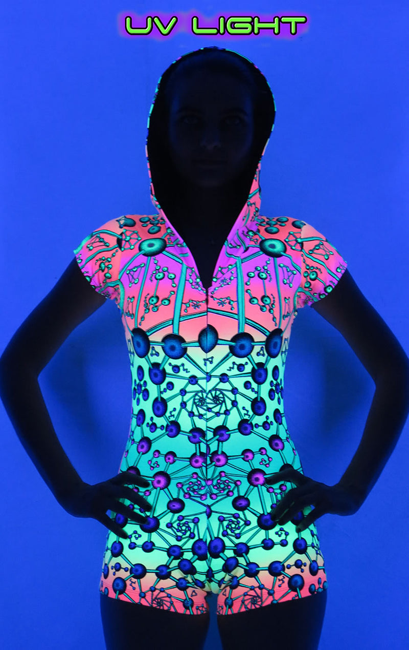 Hooded Playsuit : Atomic Rainbow
