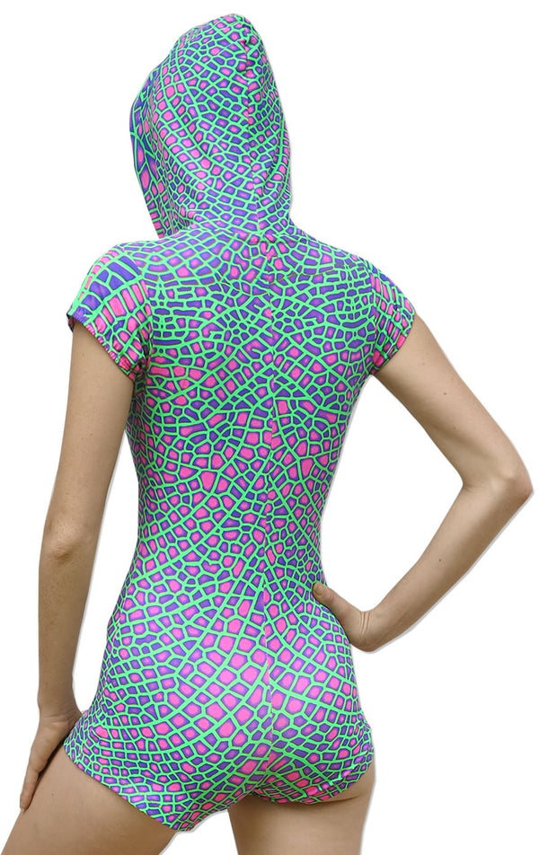 Hooded Playsuit : Acid Dragonfly