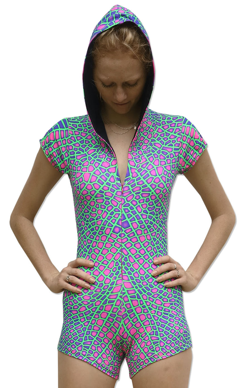 Hooded Playsuit : Acid Dragonfly
