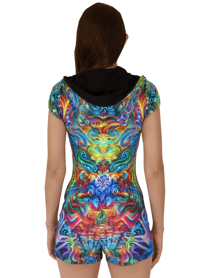Sublime Hooded Playsuit : Holographic Altar