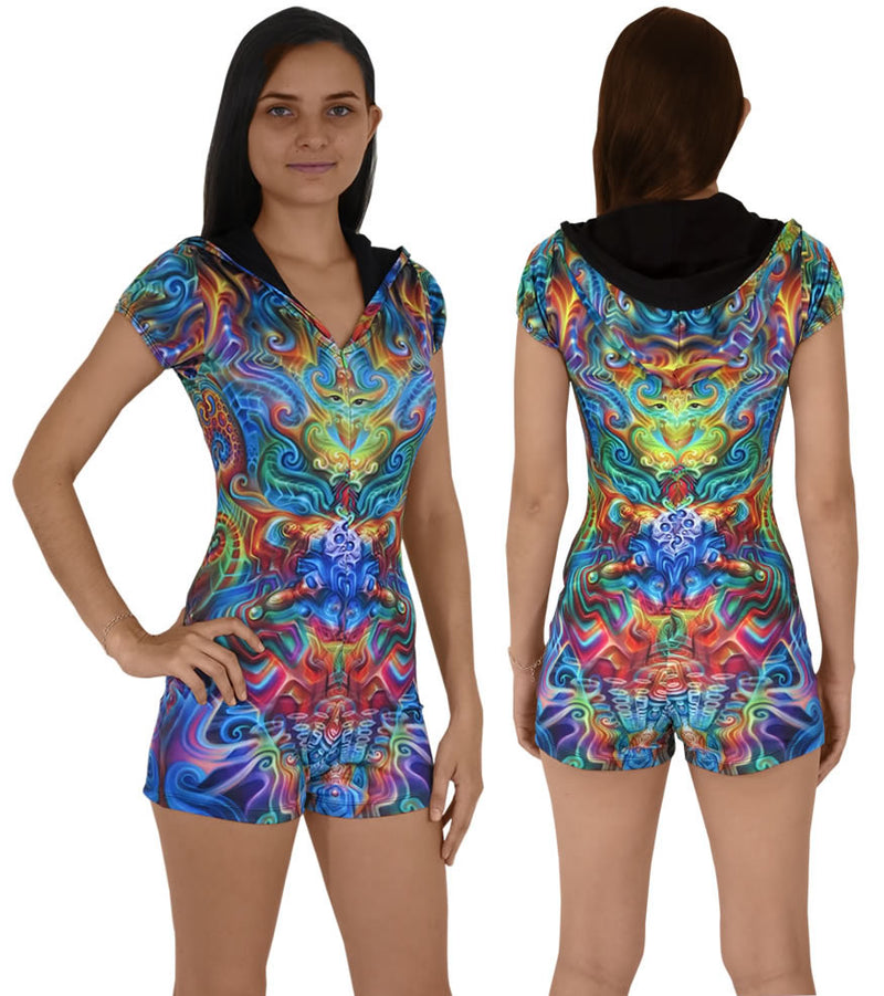 Sublime Hooded Playsuit : Holographic Altar