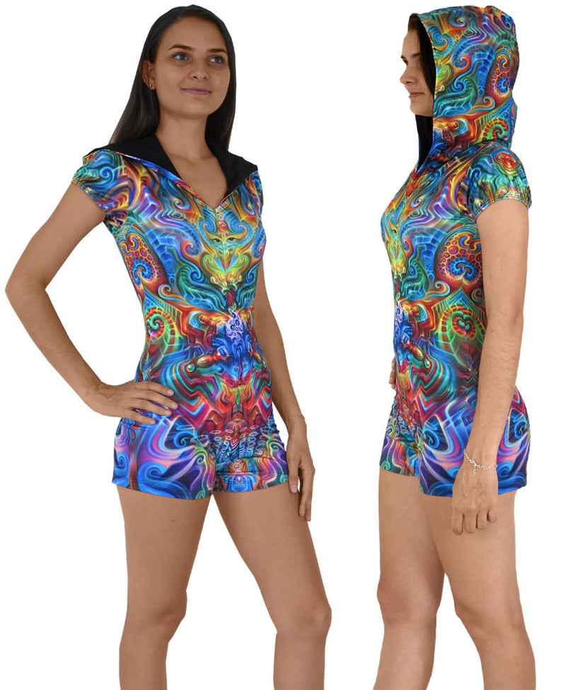 Sublime Hooded Playsuit : Holographic Altar
