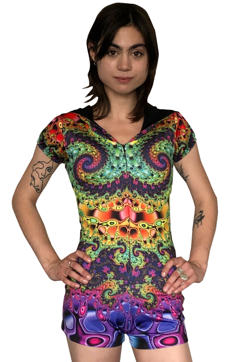 Sublime Hooded Playsuit : Whirlpool Fractal