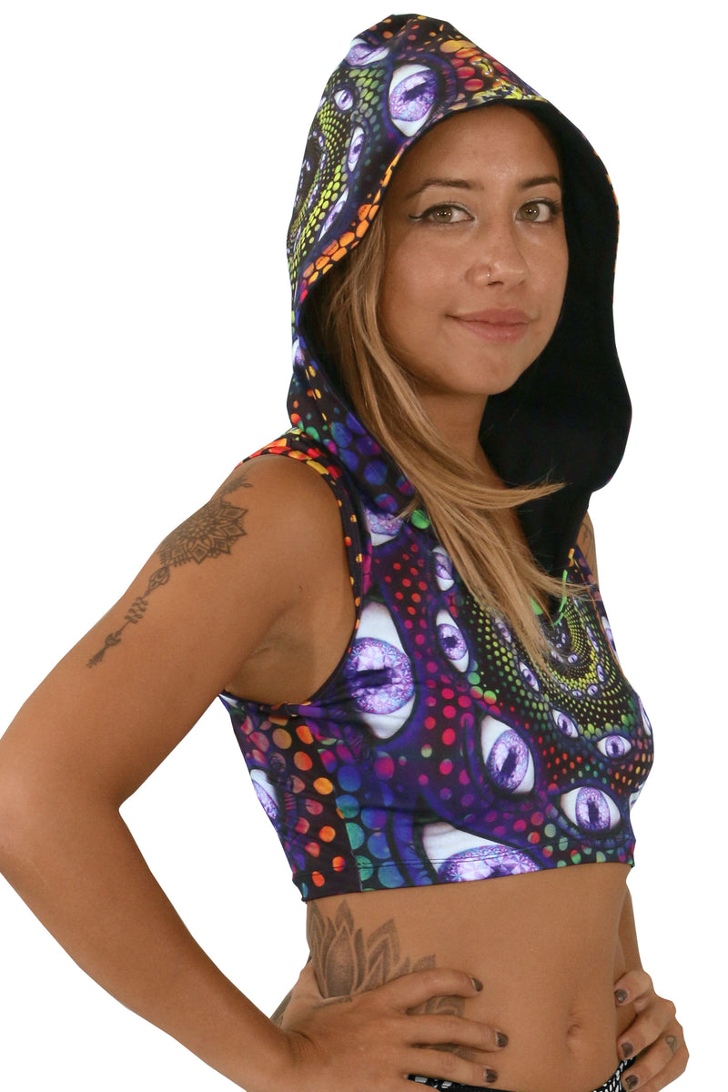 Hooded Crop Top : LSD Party