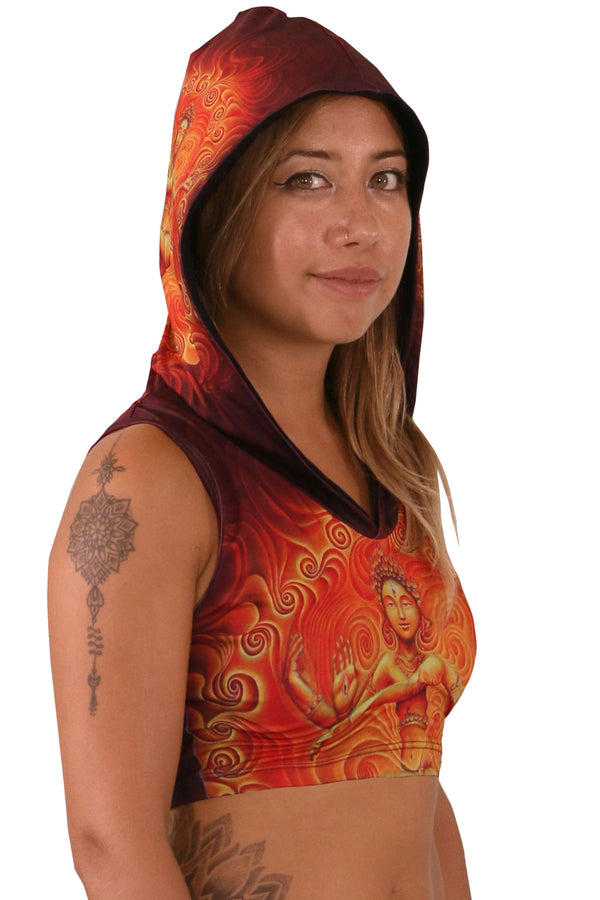 Hooded Crop Top : Nataraja Fire Dance