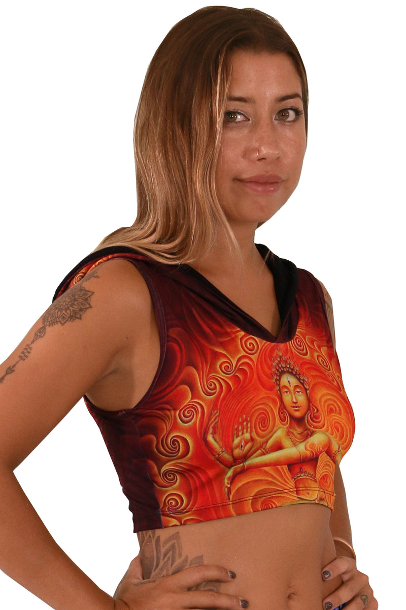 Hooded Crop Top : Nataraja Fire Dance