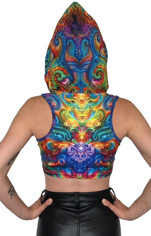 Hooded Crop Top : Holographic Altar