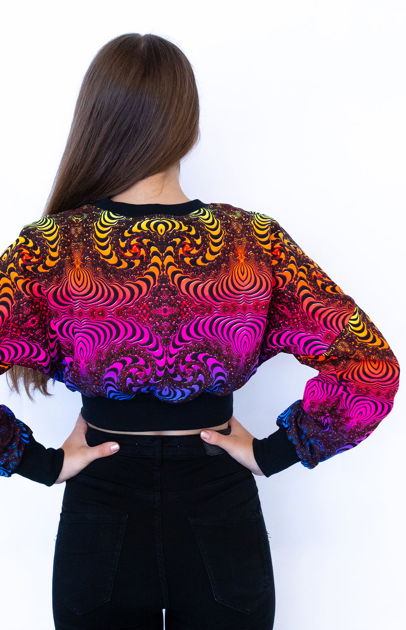 Cropped Sweat : Rainbow Fractal