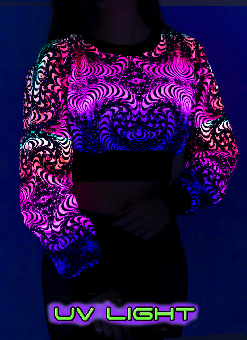 Cropped Sweat : Rainbow Fractal