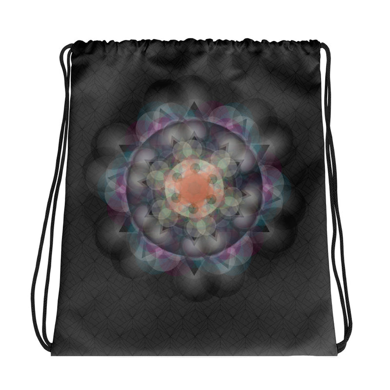 Black Mandala Drawstring bag